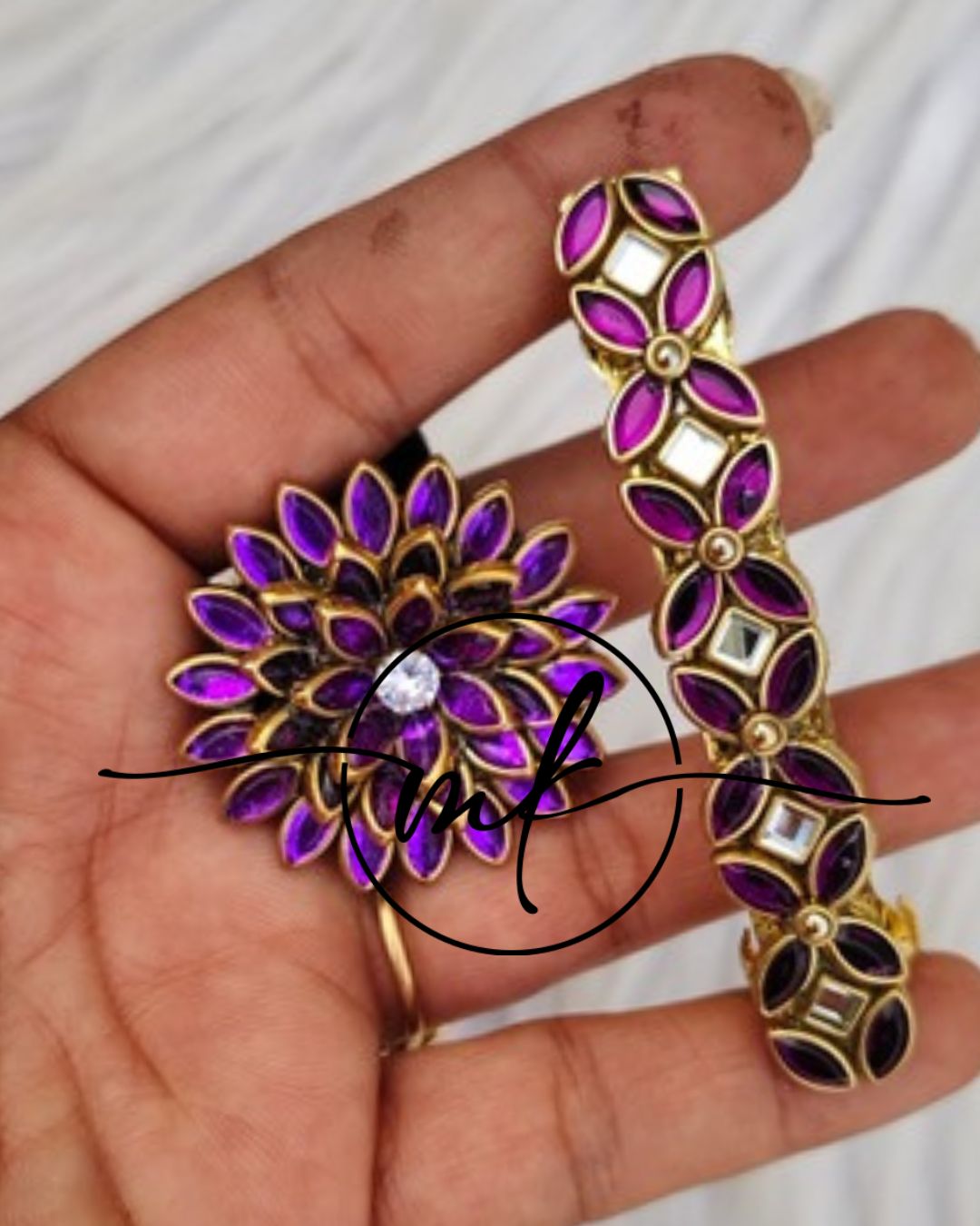 Kundan Hair Brooch/Hair ties/Centre clip- Combo
