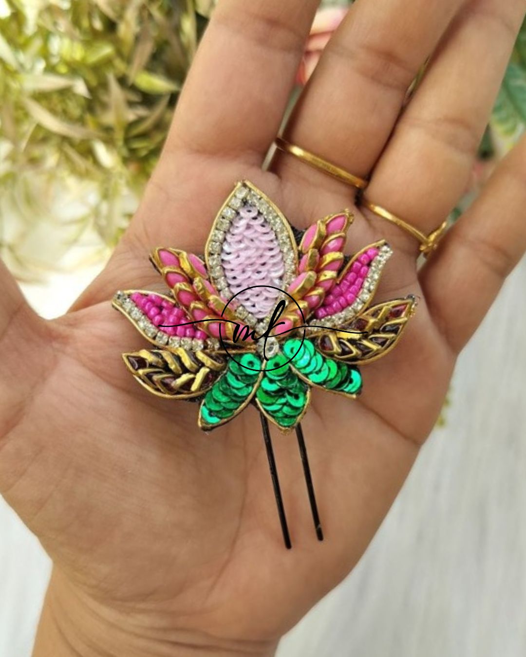Small BLOOM pink Lotus Hair Brooch