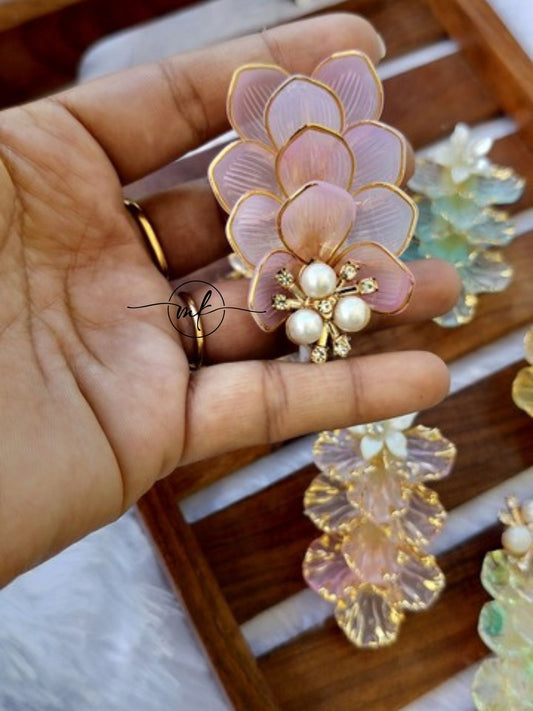 Pink Flower Alligator clip