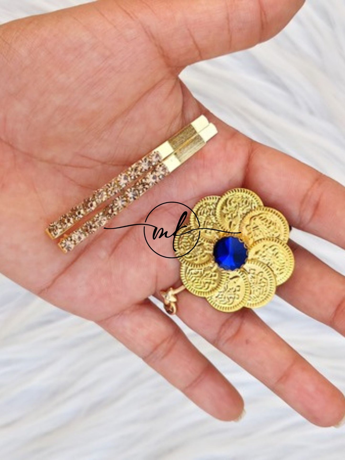 Gold Hair Ties+ crystal Slide combo