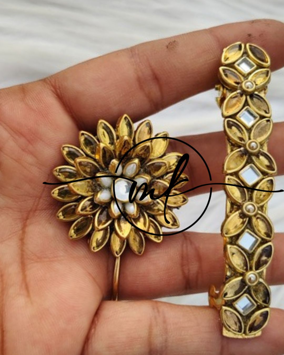 Kundan Hair Brooch/Hair ties/Centre clip- Combo