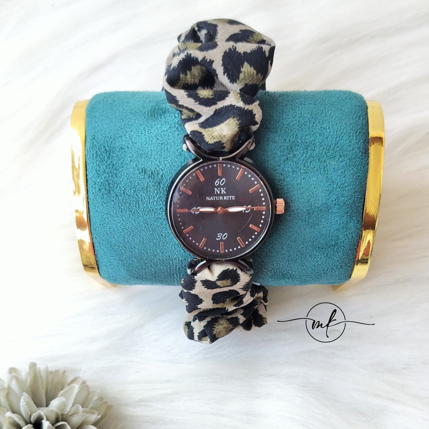 Black AnimalPrint Scrunchie Watch