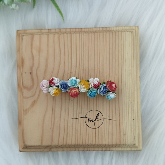 Multi color Floral Barrette clip