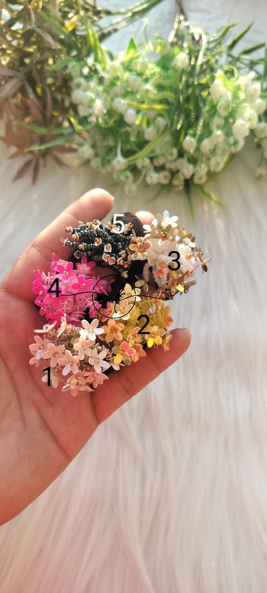 Sequin bunchy flower Hair ties