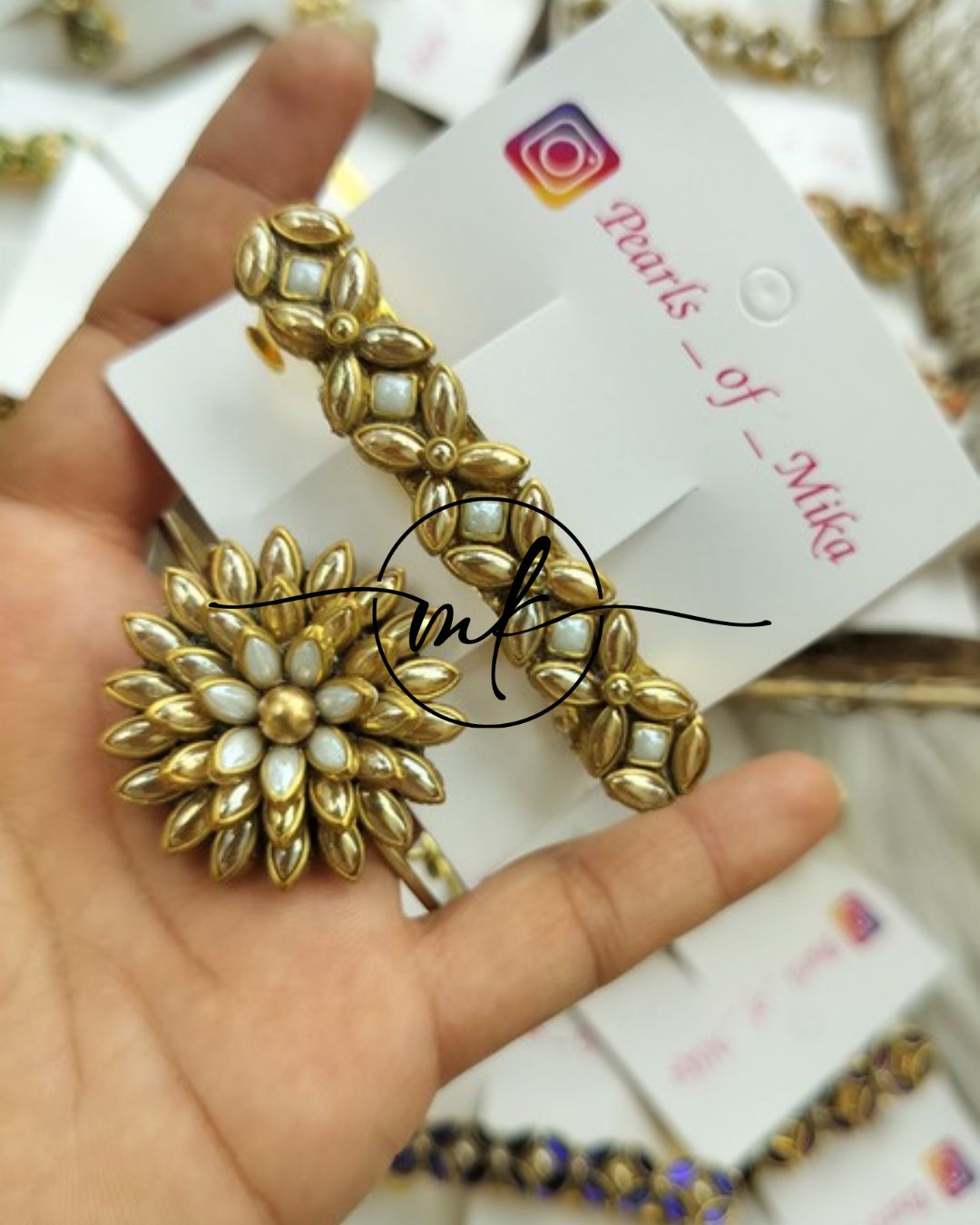 Kundan Hair Brooch/Hair ties/Centre clip- Combo