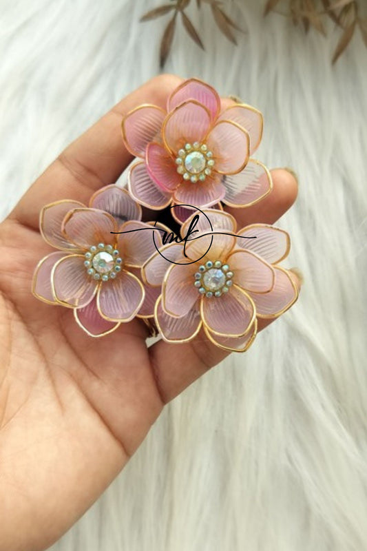 Pink Floral Premium hair ties