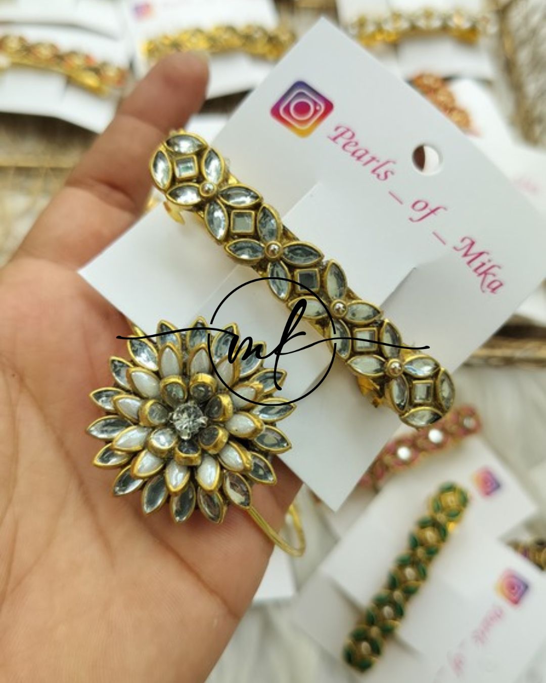 Kundan Hair Brooch/Hair ties/Centre clip- Combo
