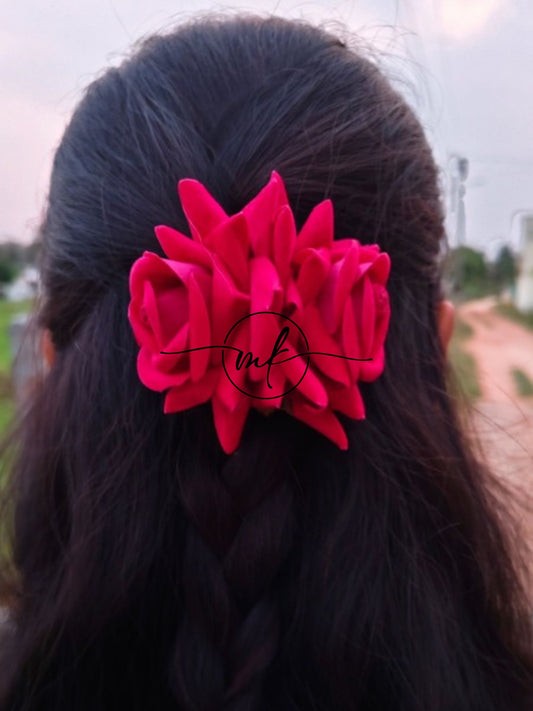 Red Rose Hair Brooch