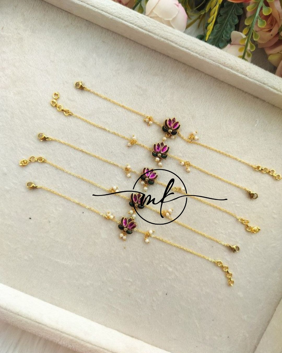 Pink Lotus Bracelet - 1 piece