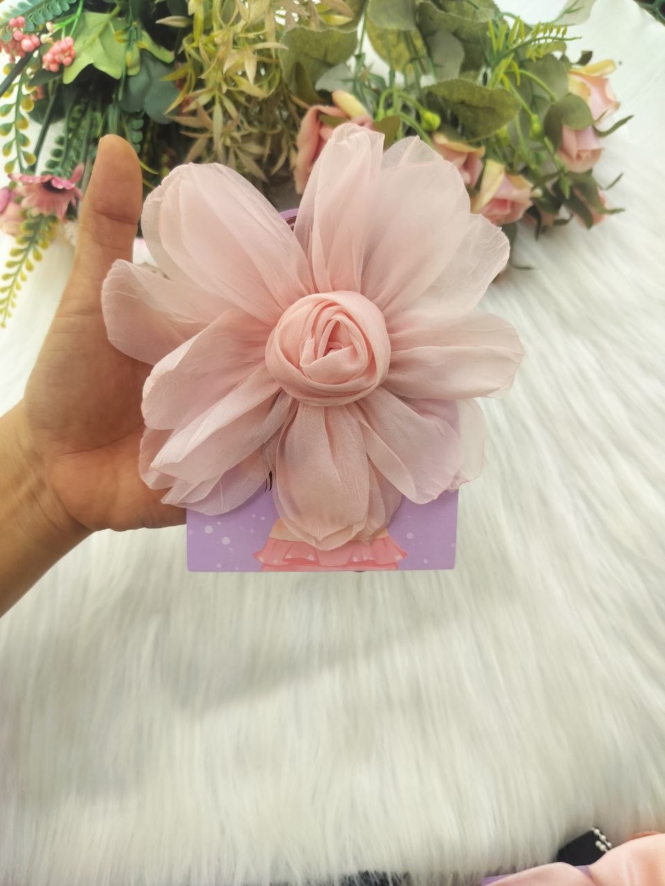 Big Peach Daisy Flower Alligator Clip