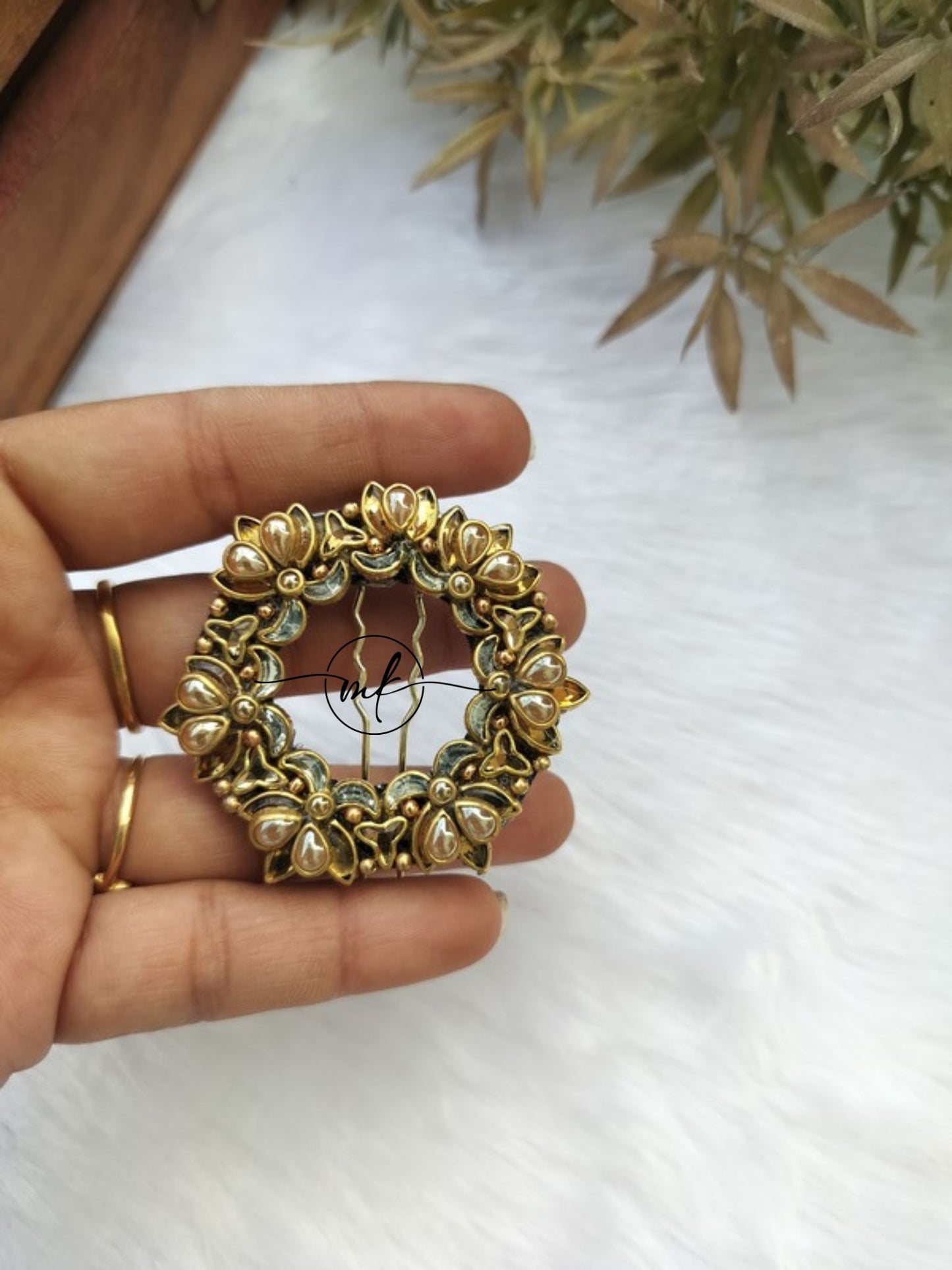 Premium kundan Hair Brooch
