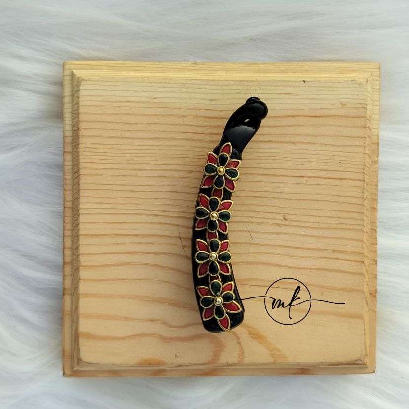 Red Green flower Banana clip - Lock type