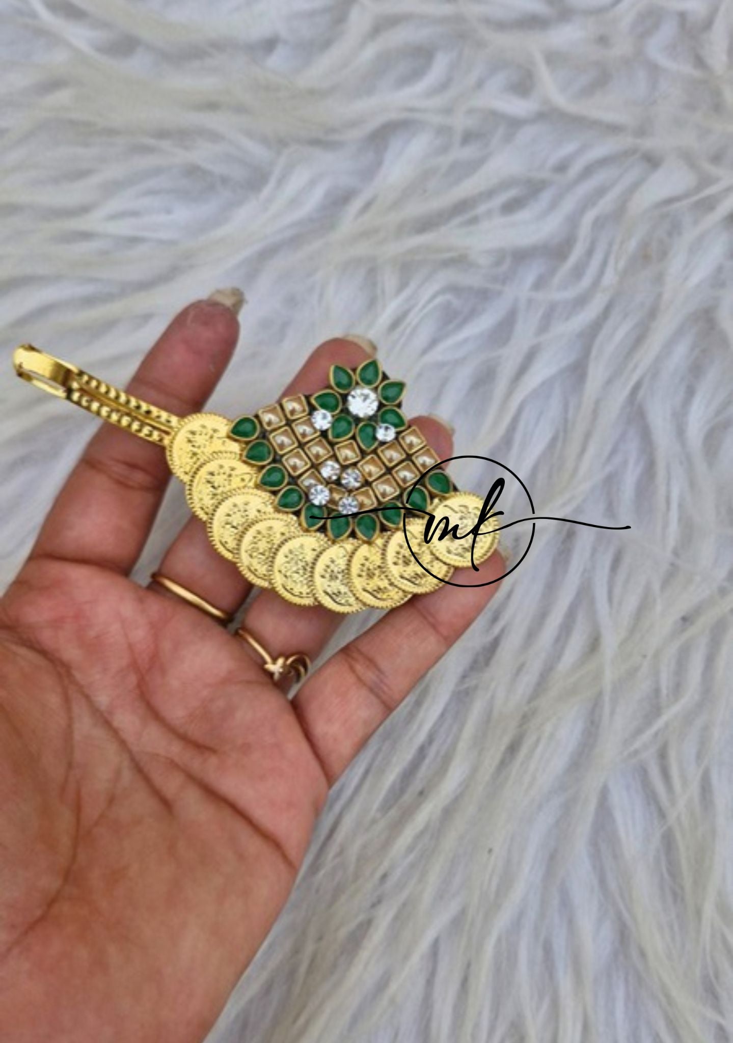 Hora Matt Green Hair Brooch/Hair Ties/centre clip -5cm