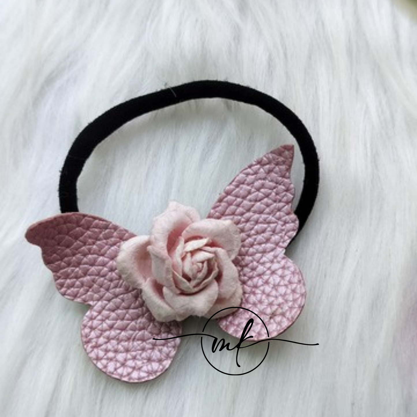 Pink butterfly baby head band