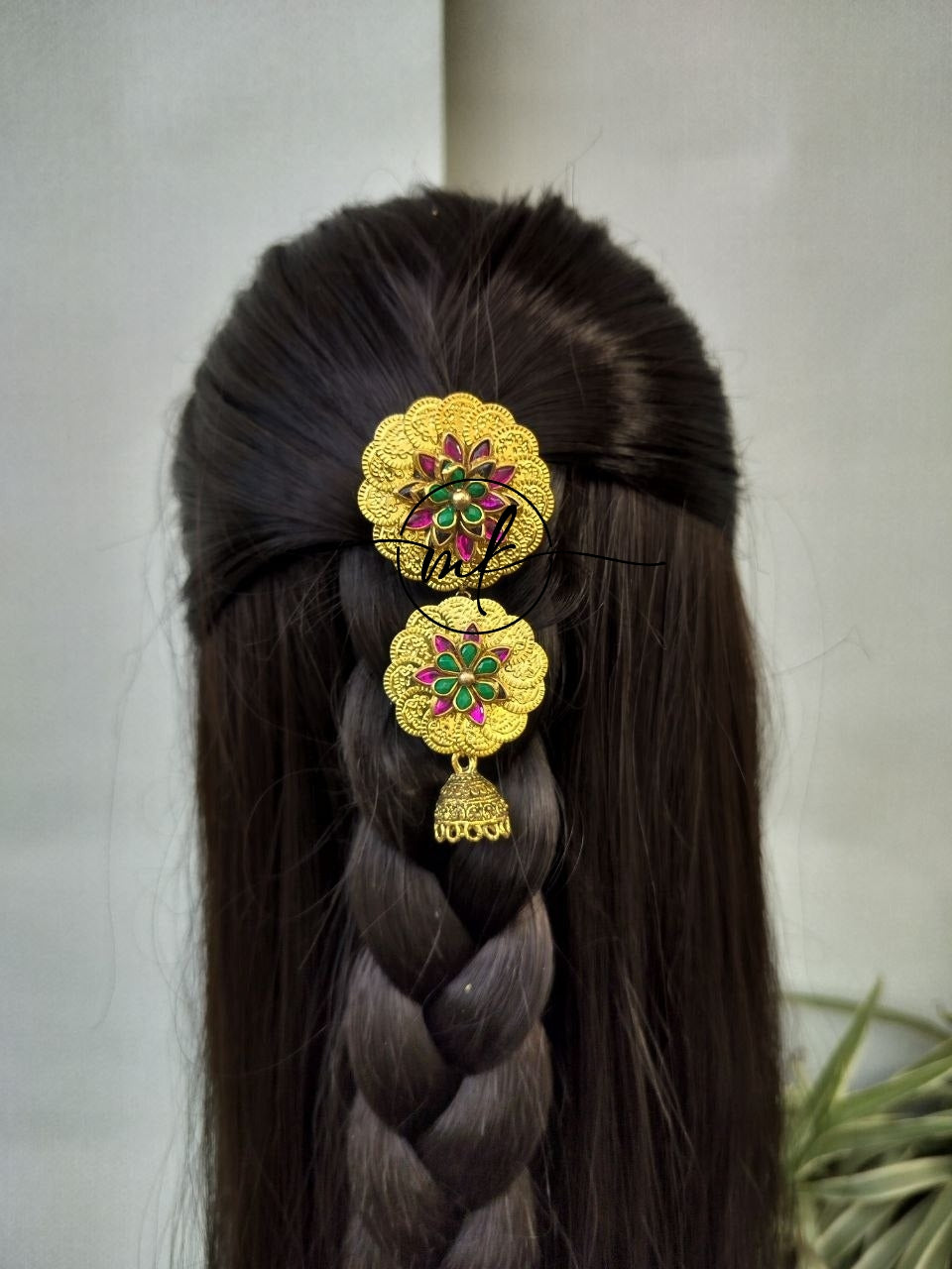 Laya Pink Green Hair Brooch