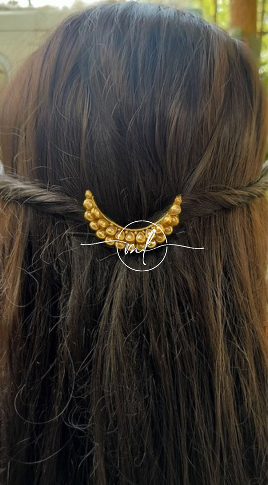 Cresent Moon Golden Hair Brooch - Set of 6 Pieces