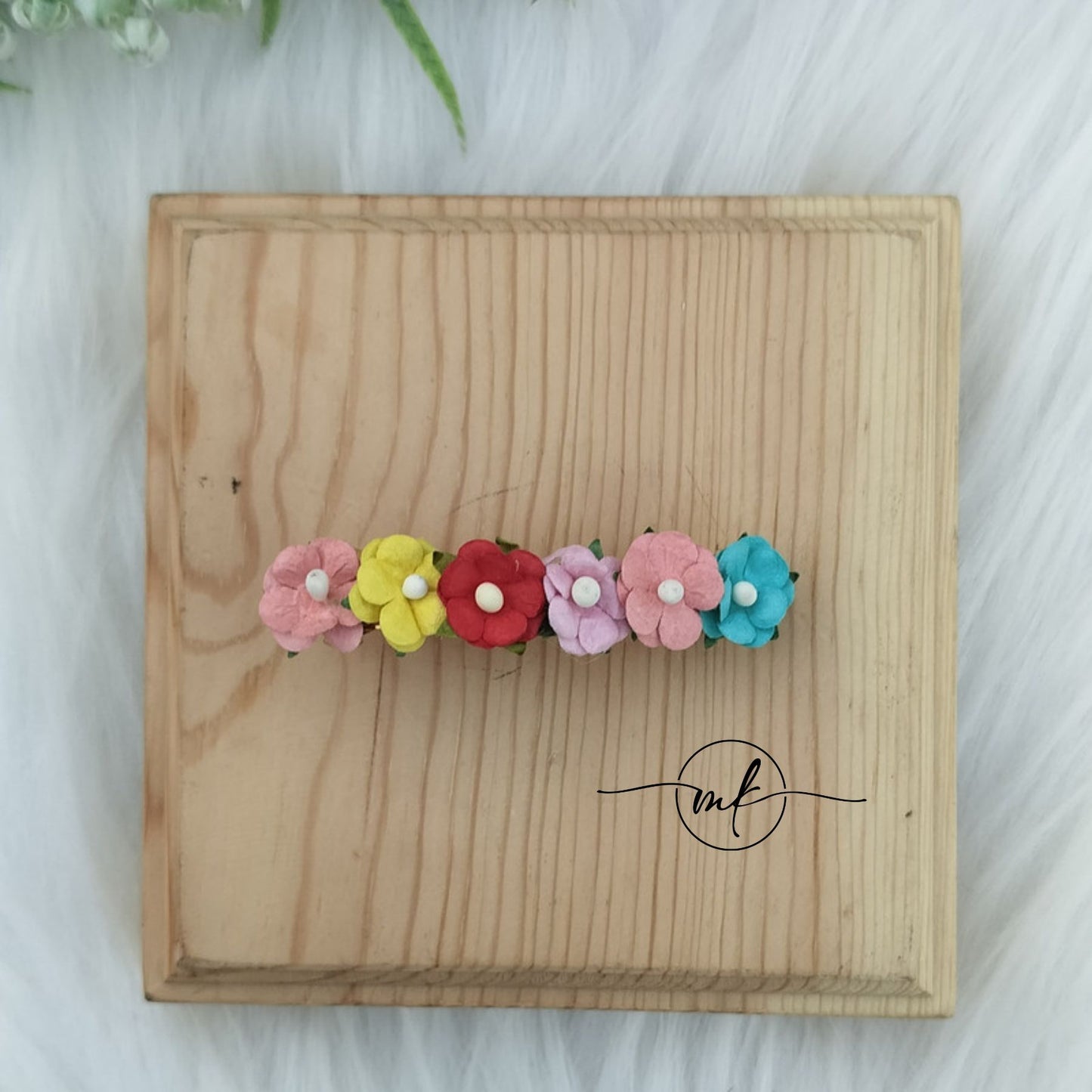 Multi color Floral Barrette clip