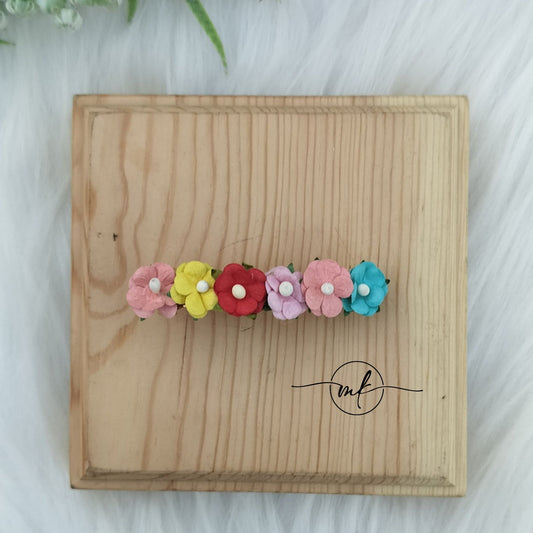 Multi color Floral Barrette clip