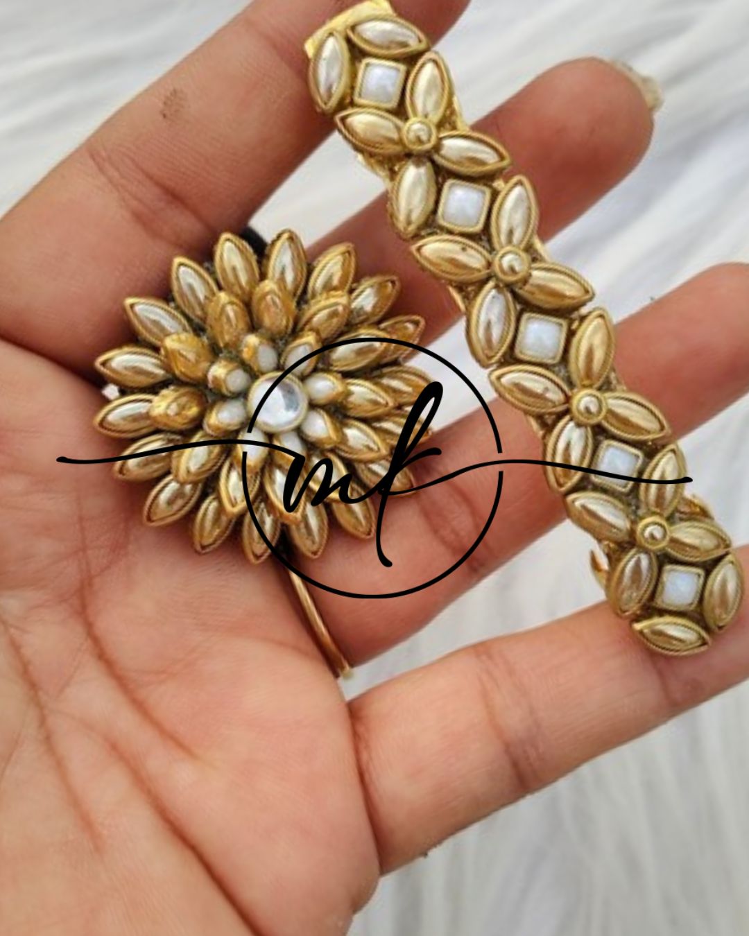 Kundan Hair Brooch/Hair ties/Centre clip- Combo
