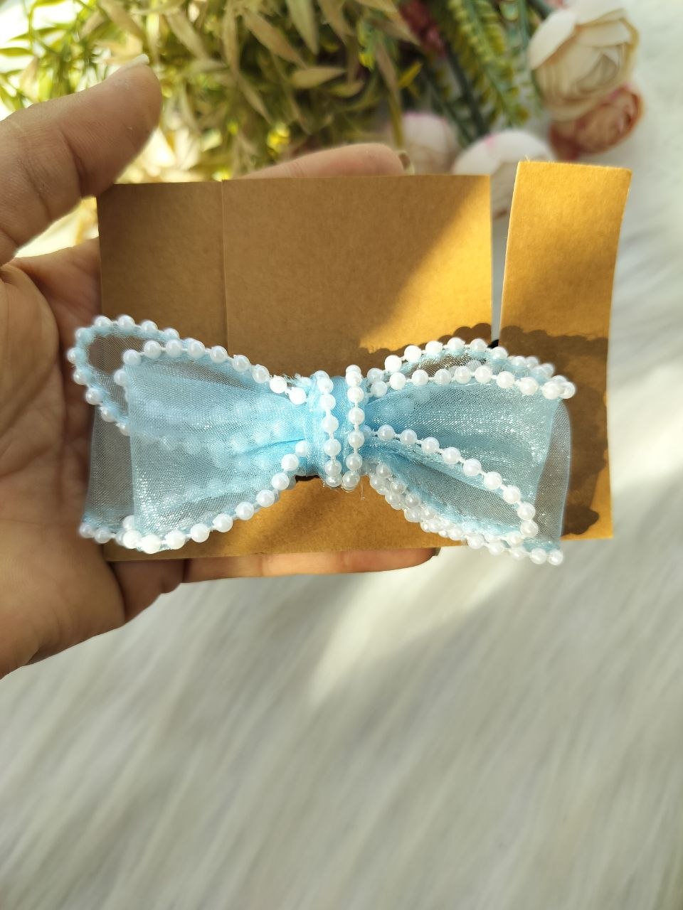 Blue pearl Bow Baby Head band