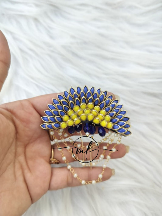 Ink blue Yellow Sunflower Hair Brooch