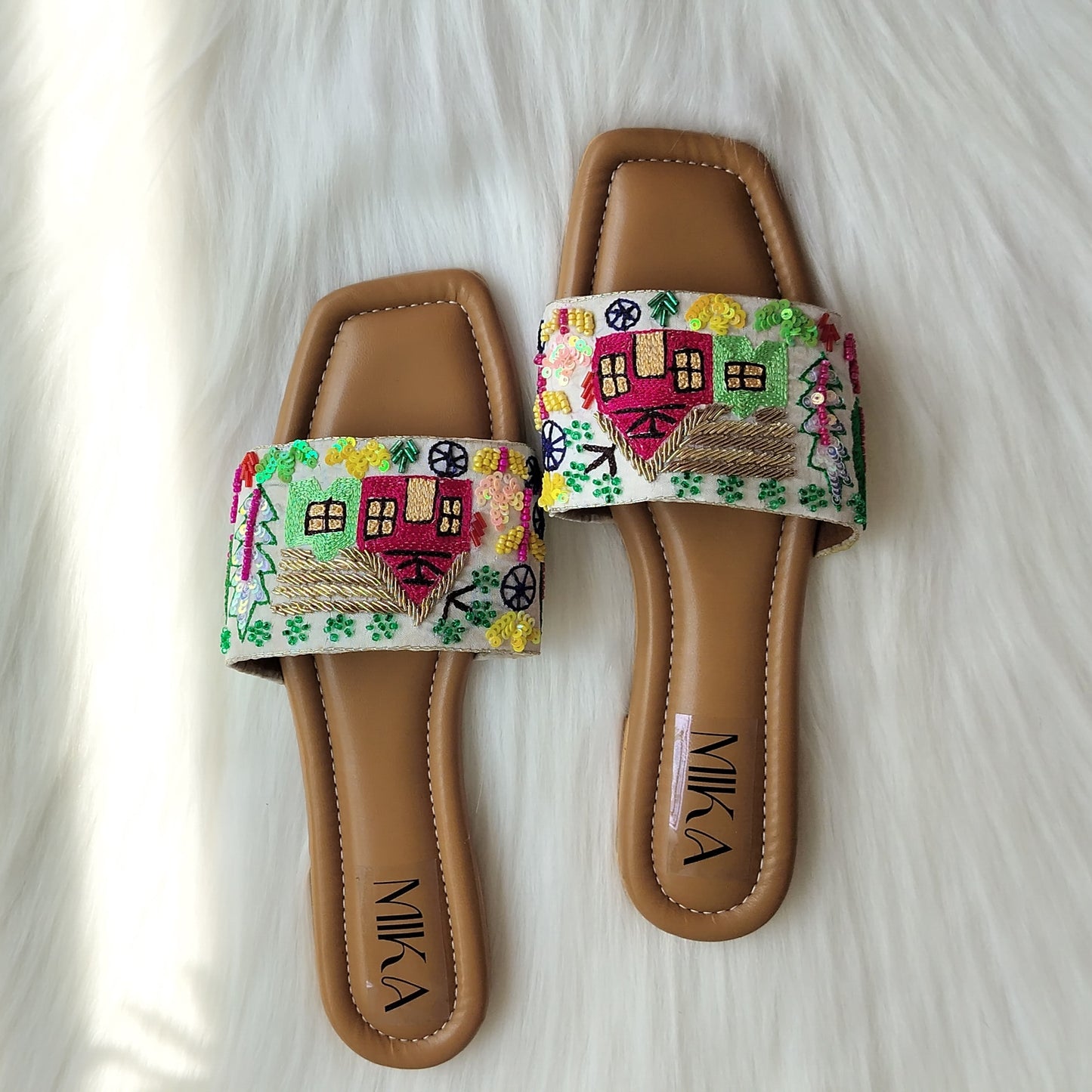 House Embroidered Flats @40%off