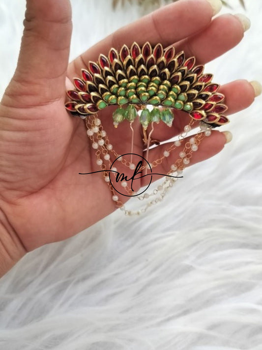 Red Light Green Sunflower Hair Brooch