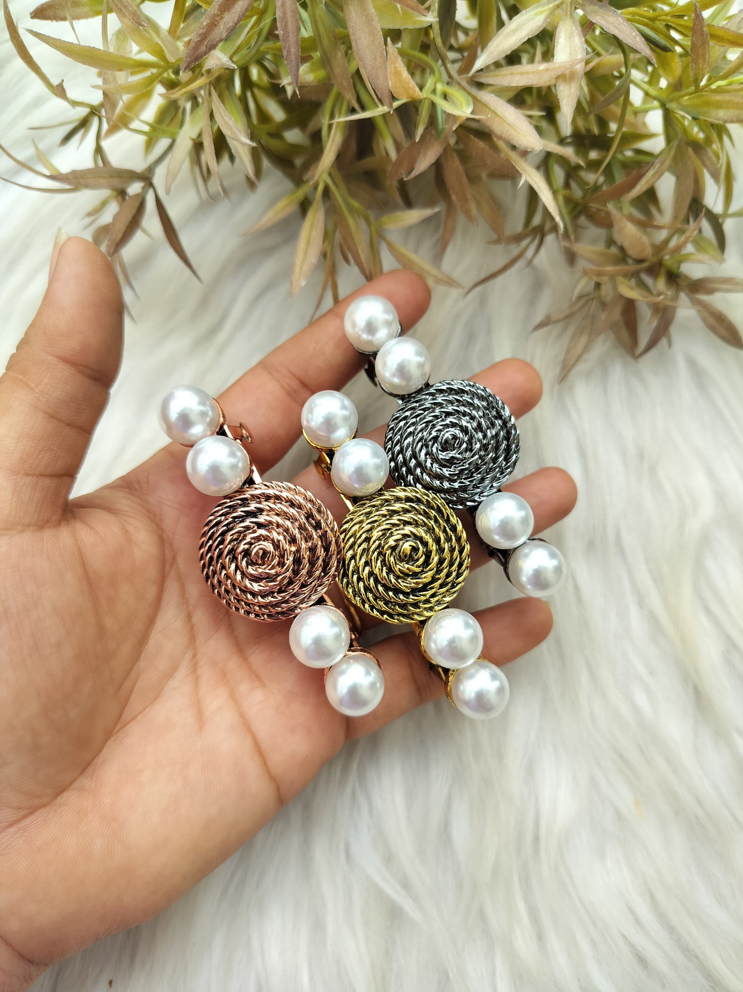 Metal spiral flower Premium Buckle Clip - large size