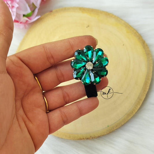 Green crystal hair ties
