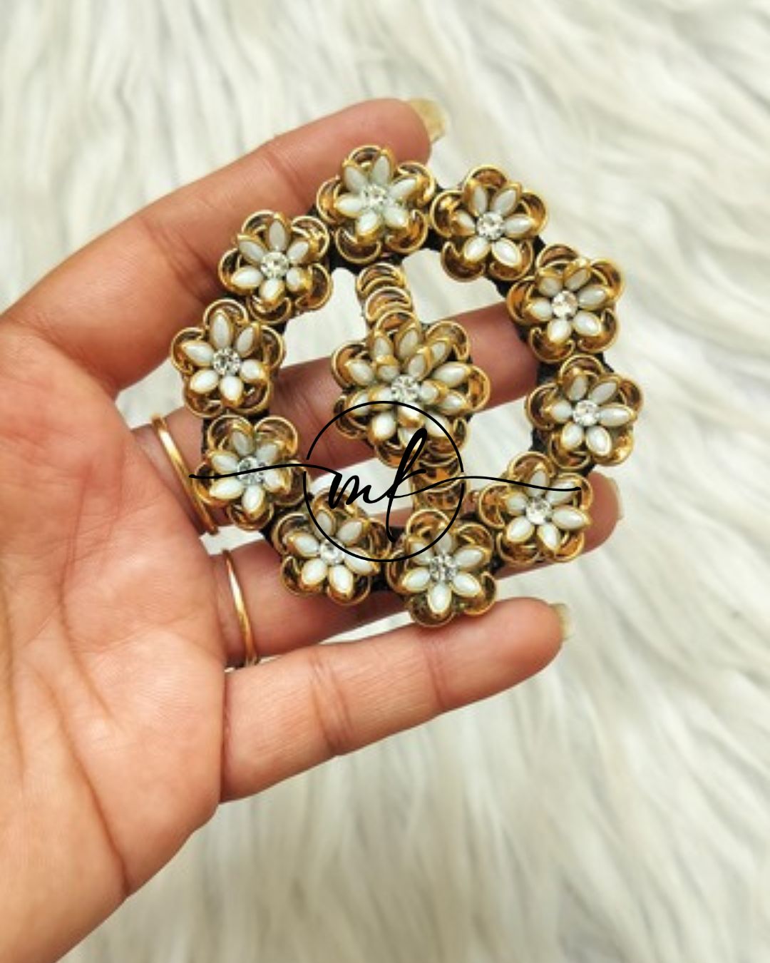 Nimo Gold white Rose Center clip -5cm