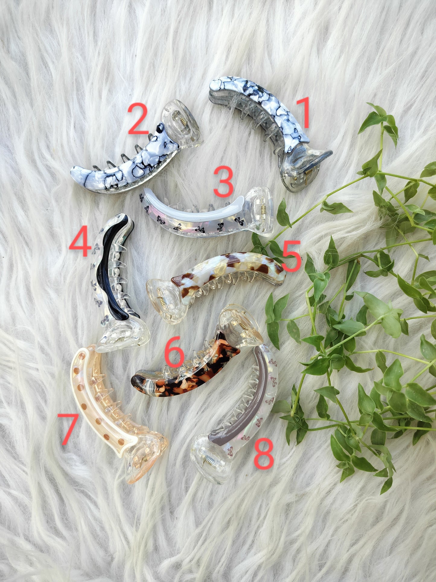 Marble Finish Banana clips- Mid Size - V type