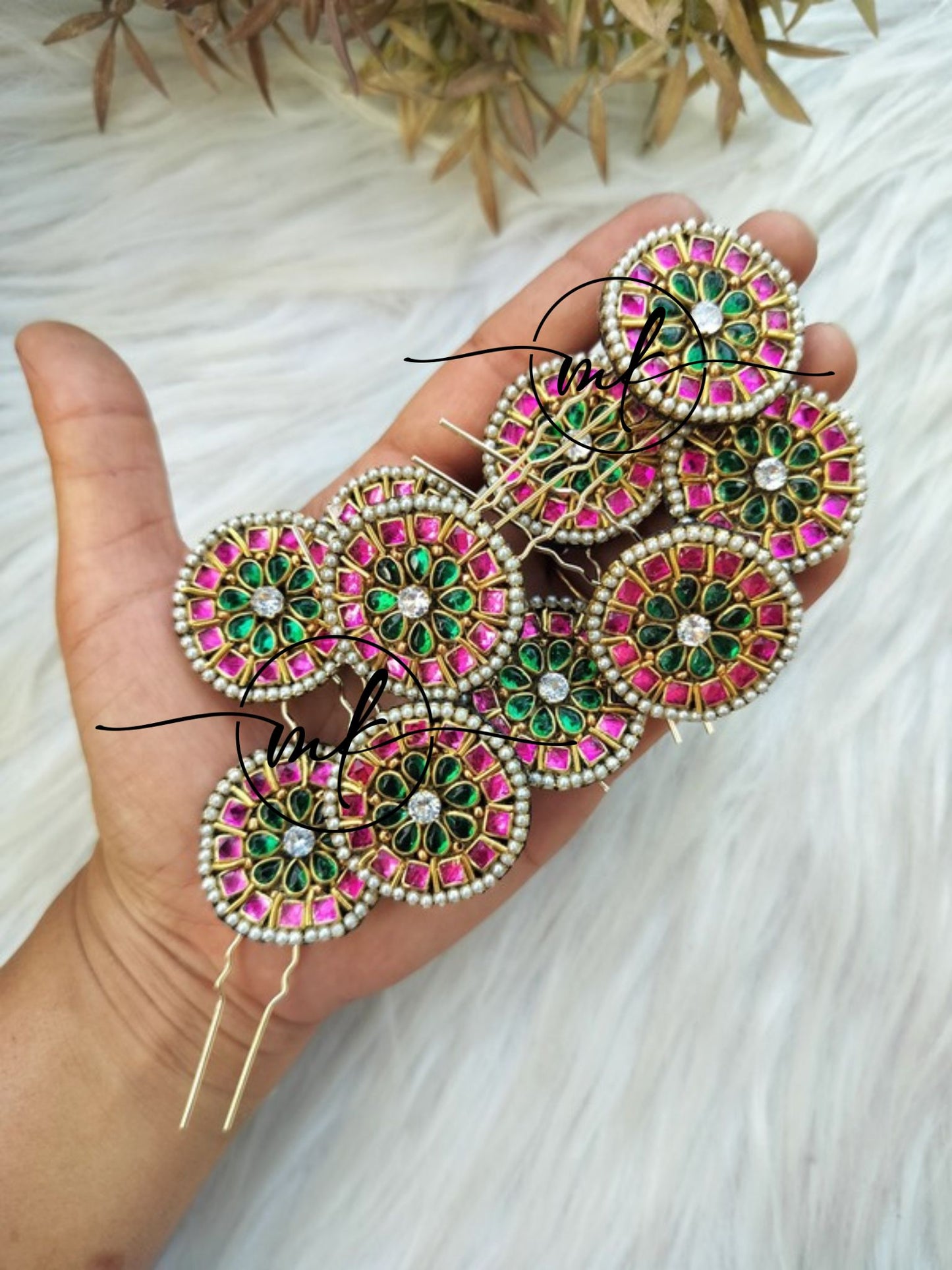 Pink Spire Hair Brooch - Set of 12