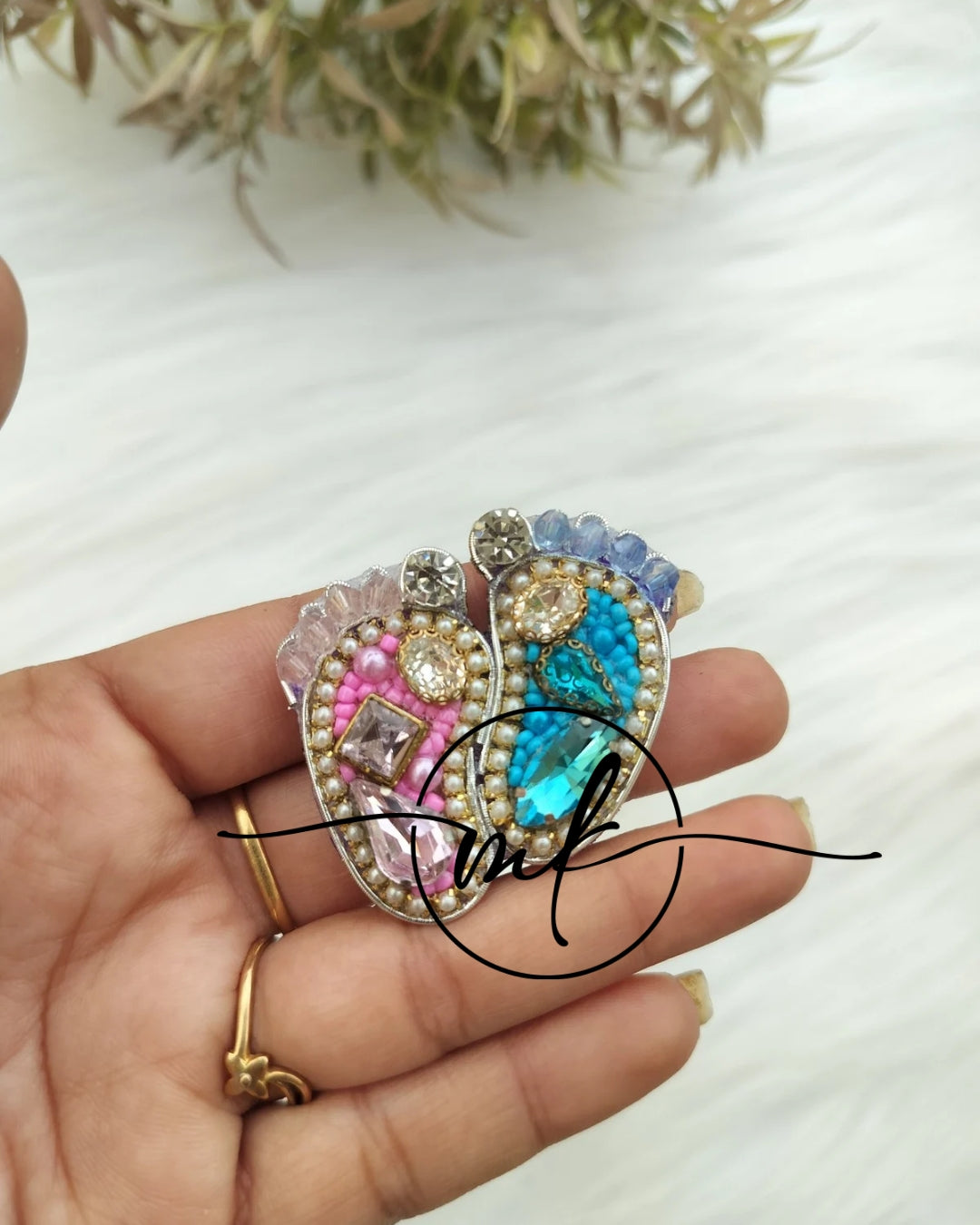 Crystal pink blue baby feet - Hair Accessories