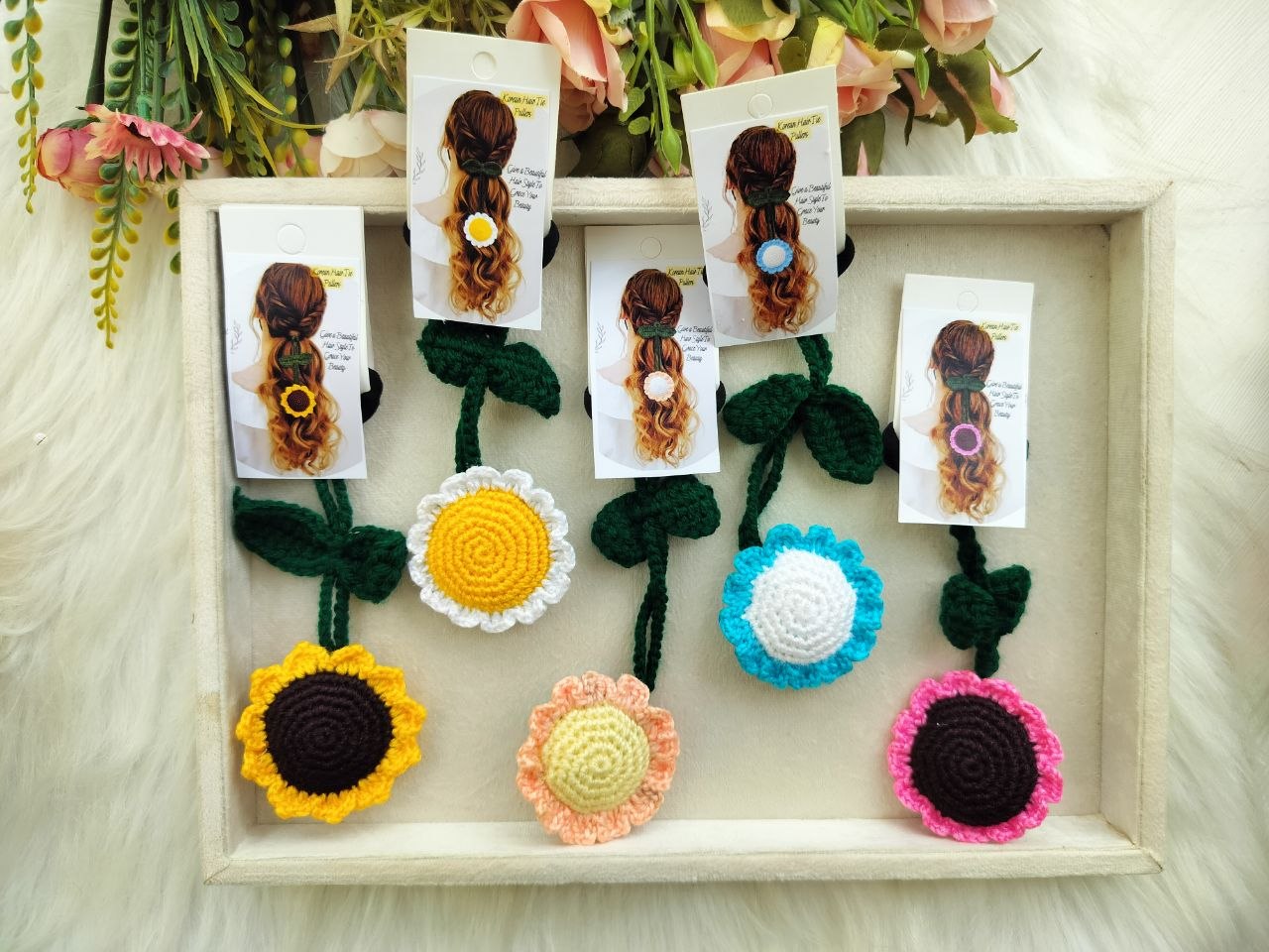 Crocus Sunflower Pull up Hair Ties