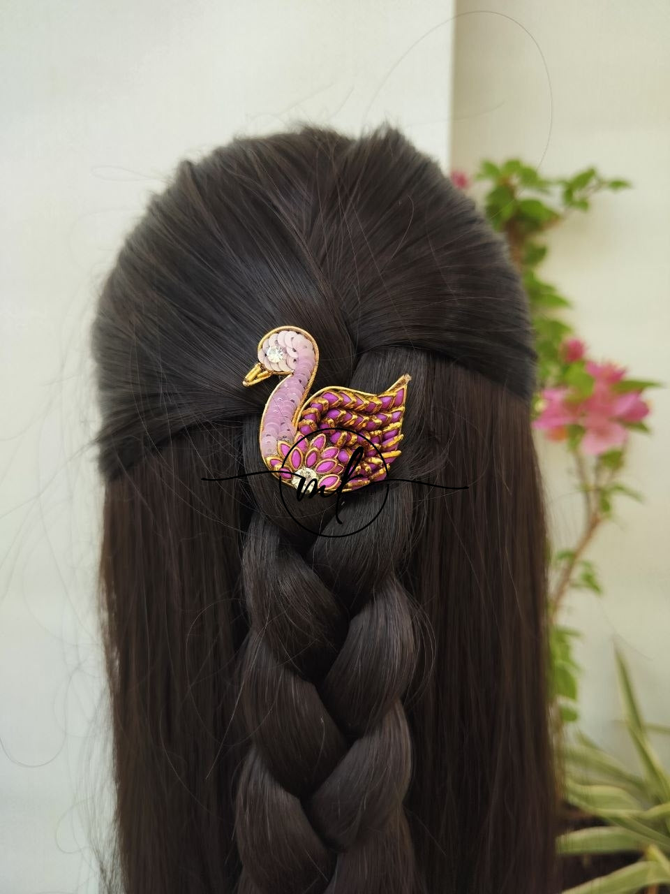 Purple Swan Alligator clip