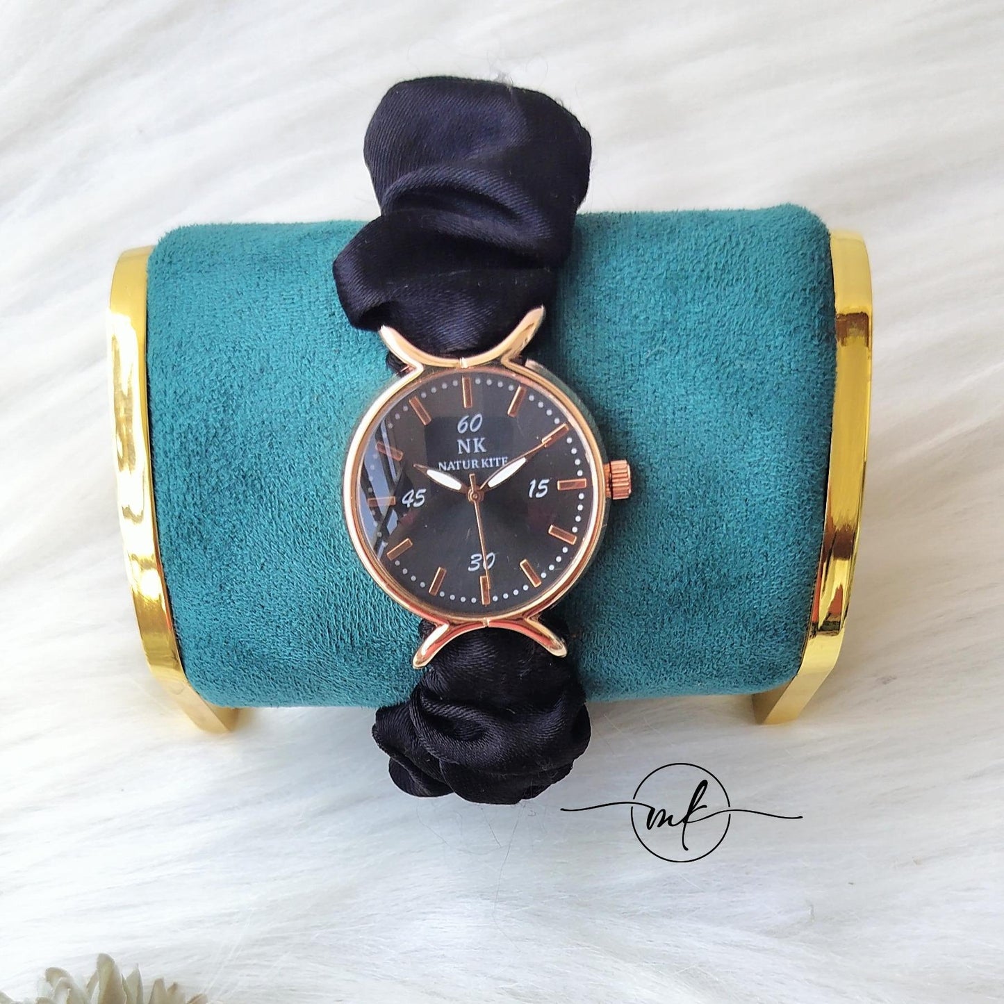 Black Satin Scrunchie Watch