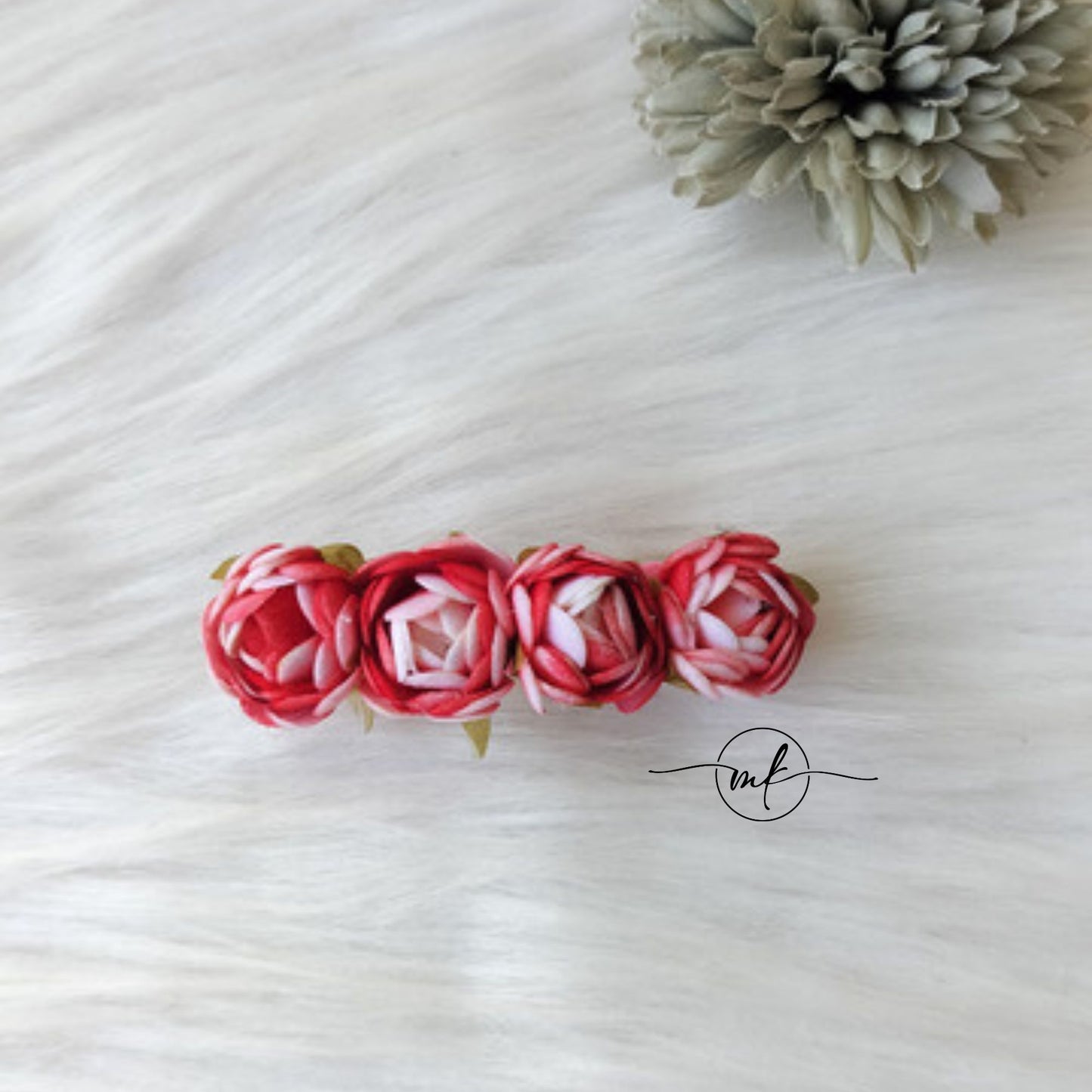 Pink Rose bud Barrette clip