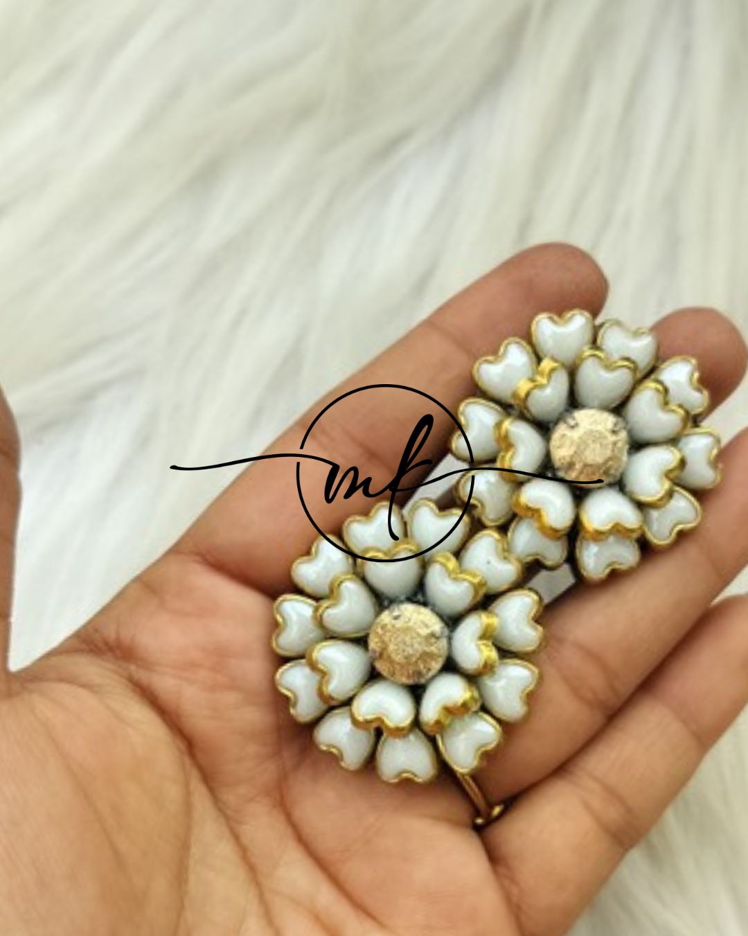 White Kundan Hair Ties/Hair Brooch