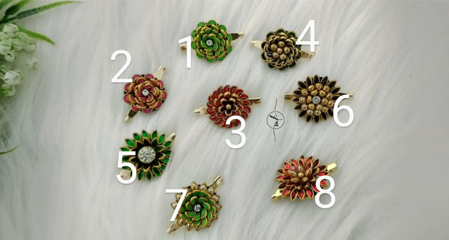 Floral Kundan Saree pin