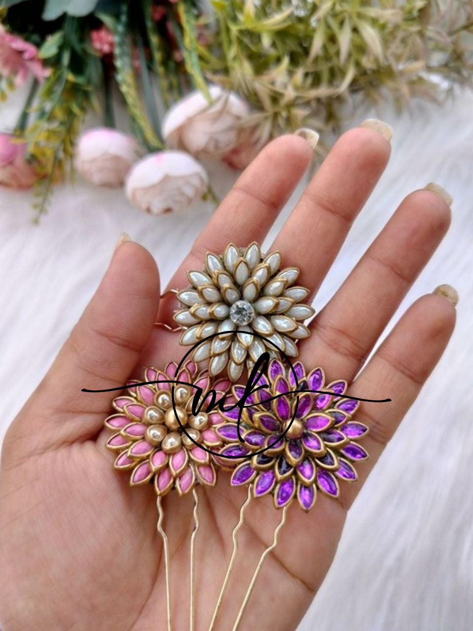 Floral Kundan Hair Brooch