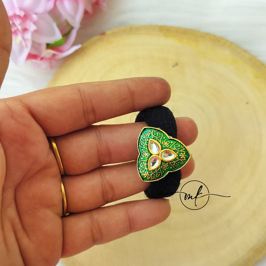 Green Meenakari hair ties