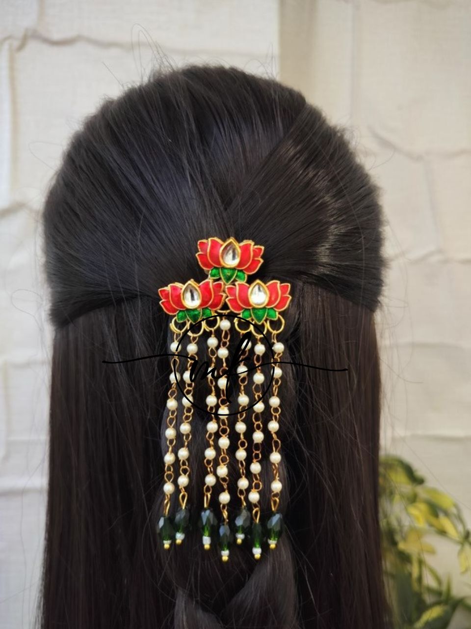 ARVI Red 3Lotus Hair Brooch