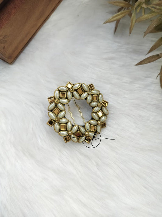 Premium kundan Hair Brooch