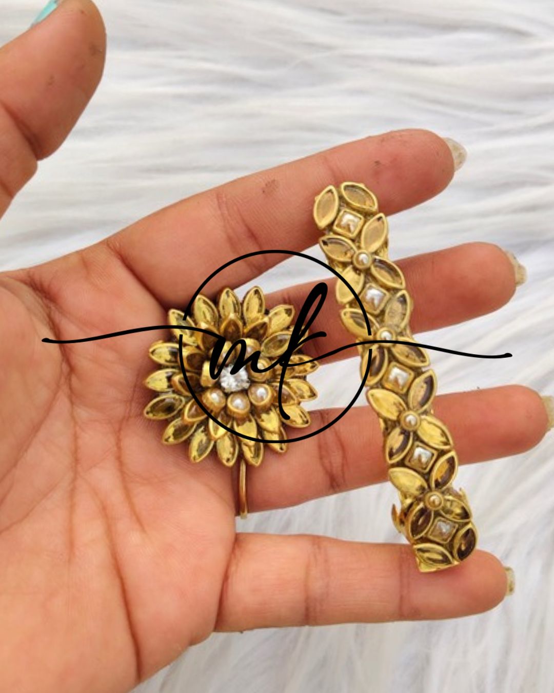 Kundan Hair Brooch/Hair ties/Centre clip- Combo