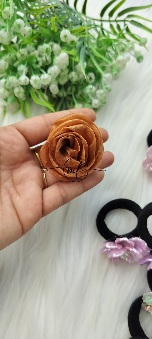 Brown Organza Flower Hair ties