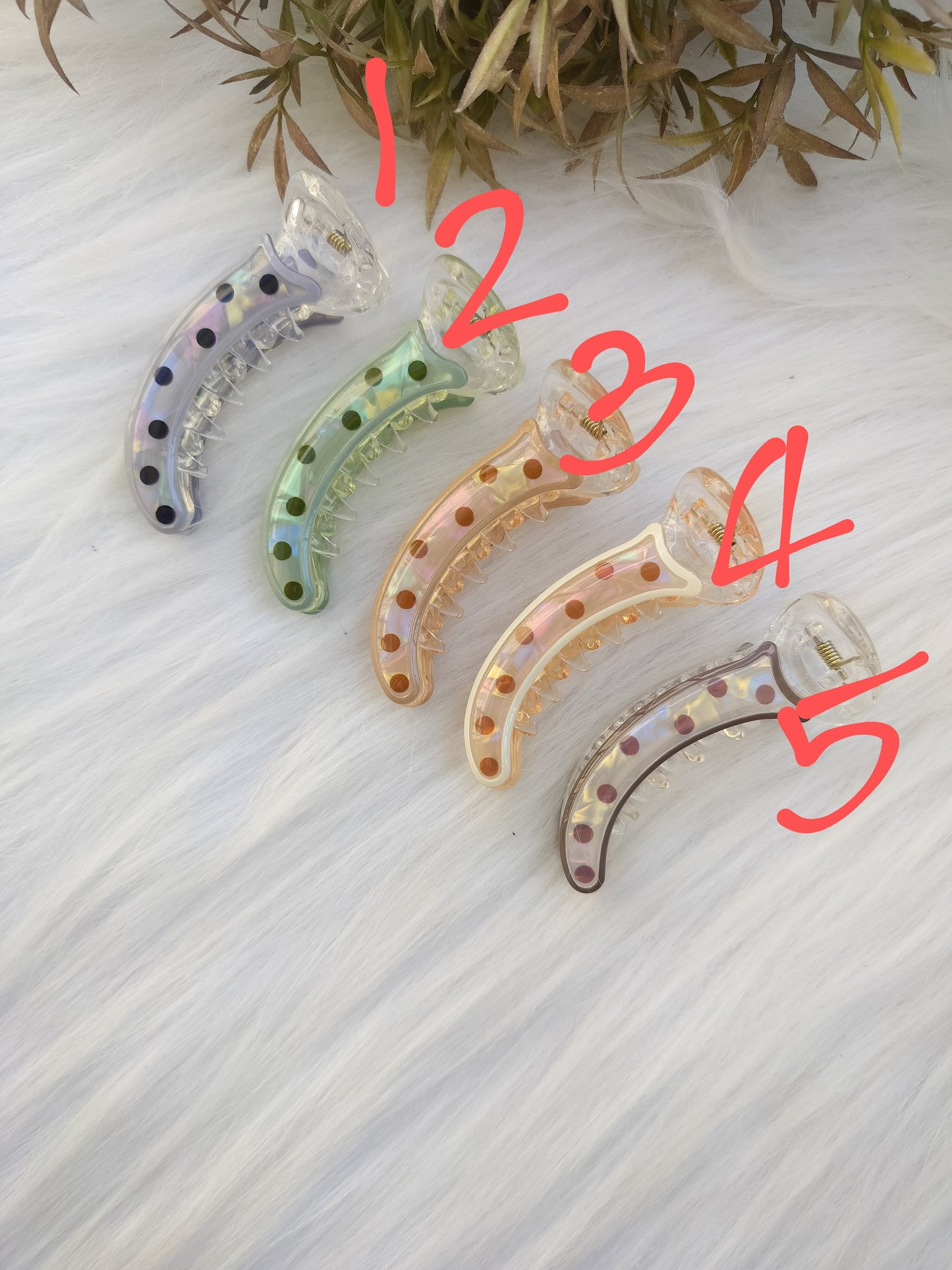 Marble Finish Polka dot banana clip - V type
