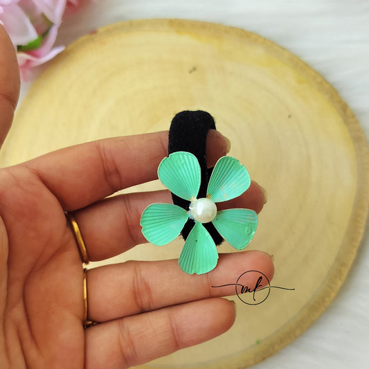 Green Floral Hair ties