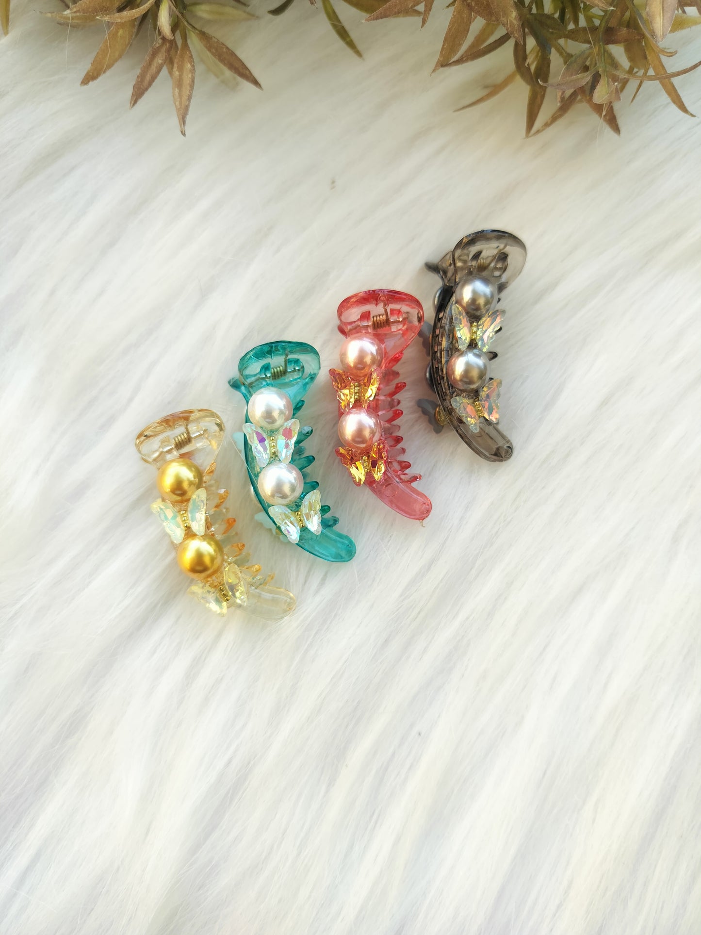 Crystal Butterfly Premium banana clip - V type - small size