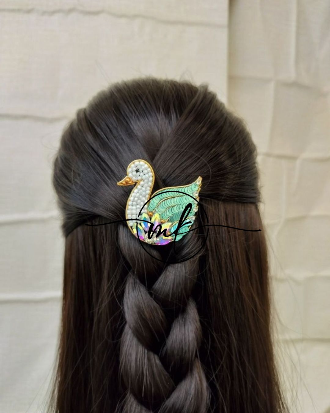 White SWAN Hair Brooch