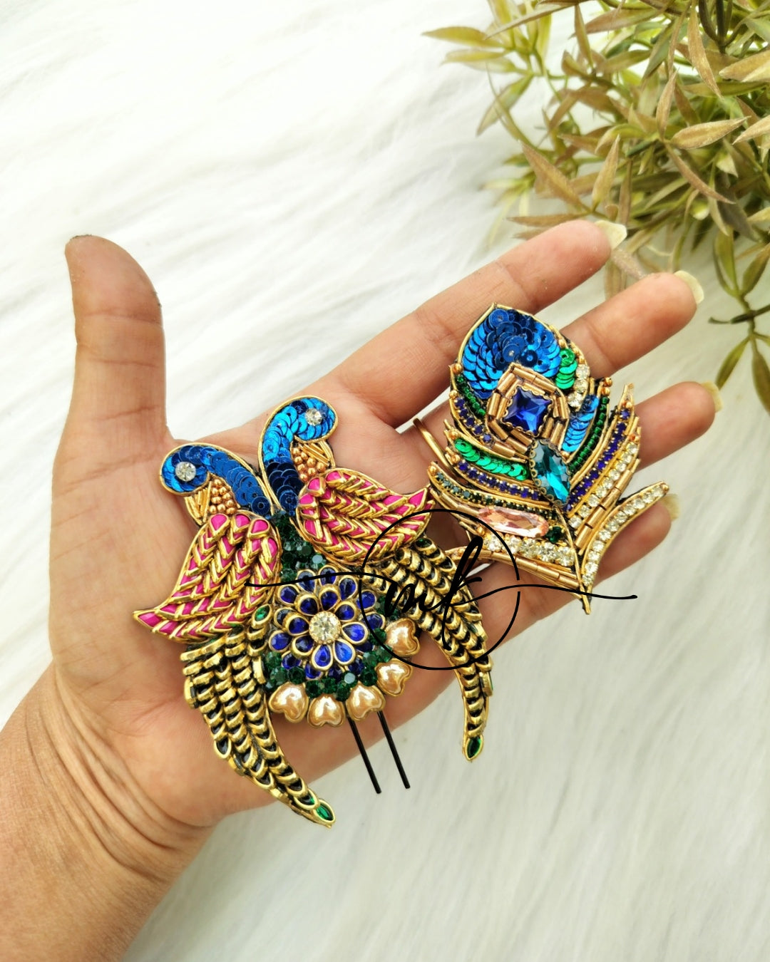 Peacock Feather + Parrot combo - Hair Brooch/Dress BROOCH